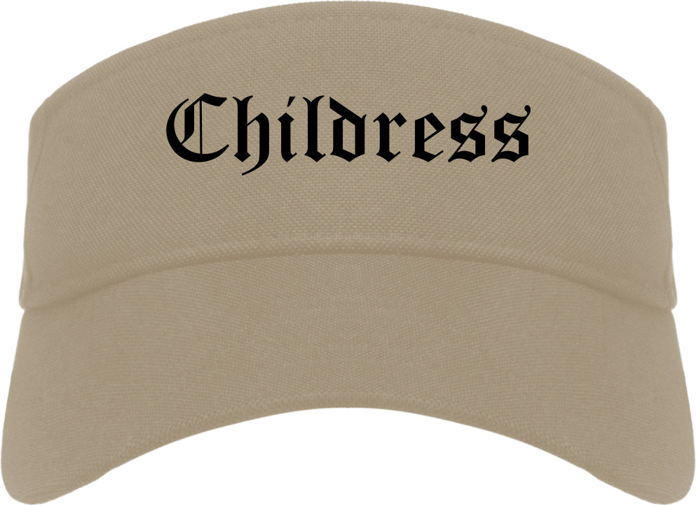 Childress Texas TX Old English Mens Visor Cap Hat Khaki