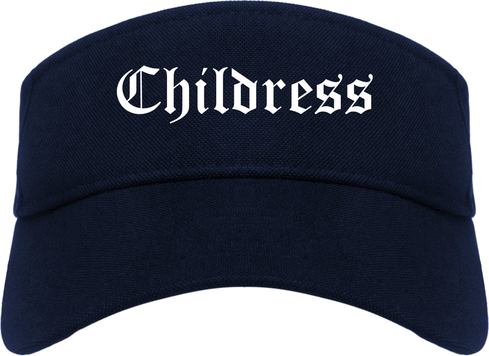 Childress Texas TX Old English Mens Visor Cap Hat Navy Blue