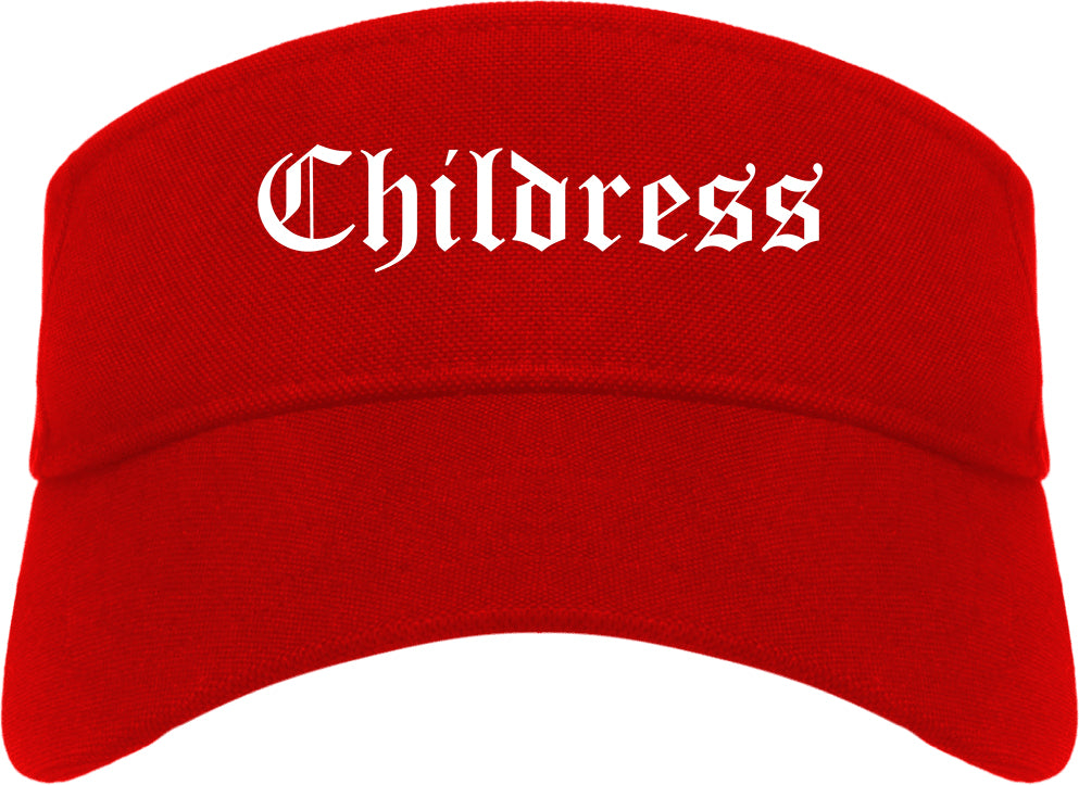Childress Texas TX Old English Mens Visor Cap Hat Red