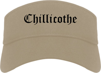 Chillicothe Illinois IL Old English Mens Visor Cap Hat Khaki