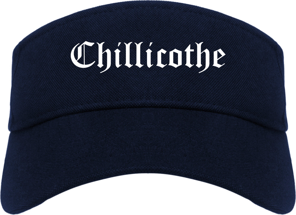 Chillicothe Illinois IL Old English Mens Visor Cap Hat Navy Blue