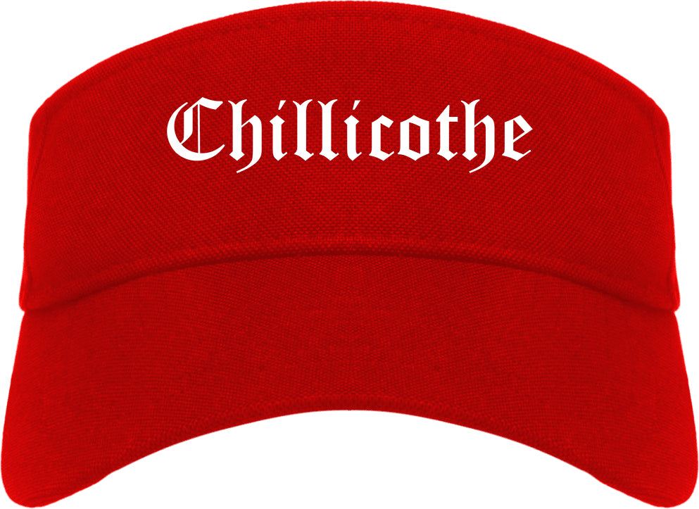 Chillicothe Illinois IL Old English Mens Visor Cap Hat Red