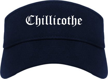 Chillicothe Missouri MO Old English Mens Visor Cap Hat Navy Blue