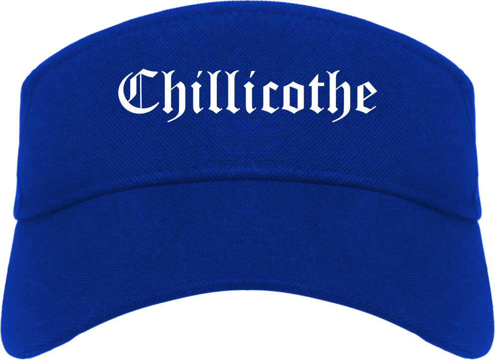 Chillicothe Missouri MO Old English Mens Visor Cap Hat Royal Blue