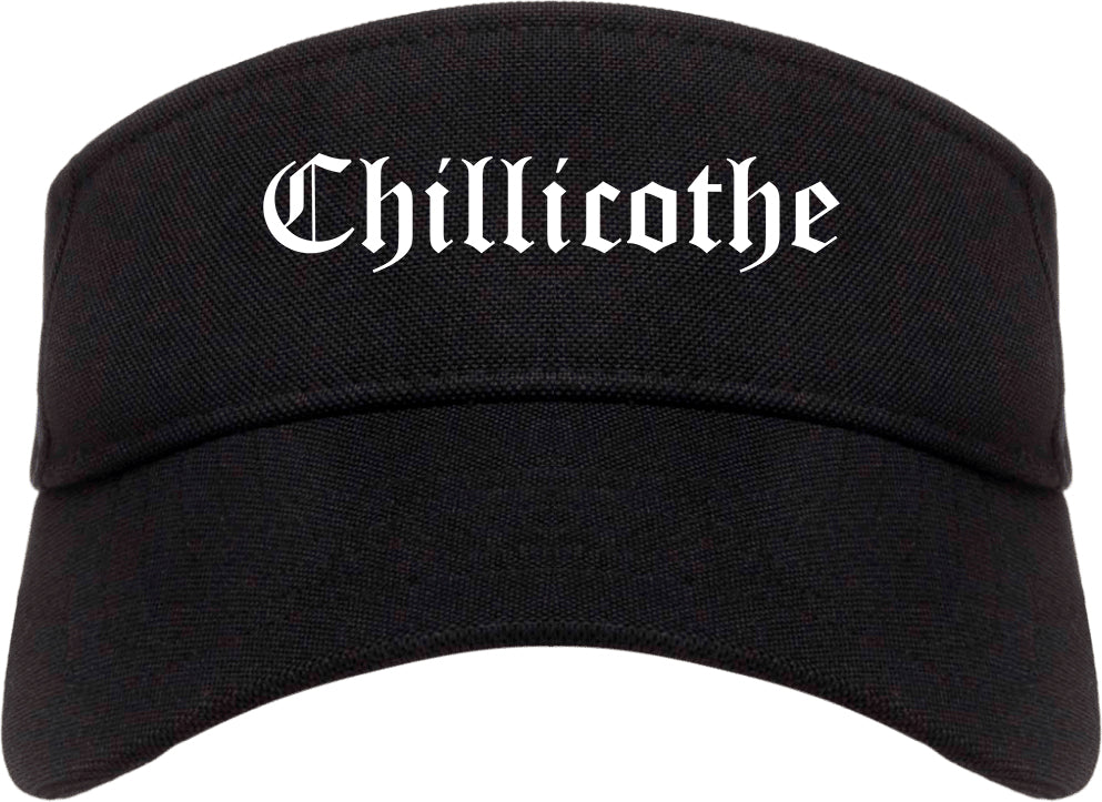 Chillicothe Ohio OH Old English Mens Visor Cap Hat Black