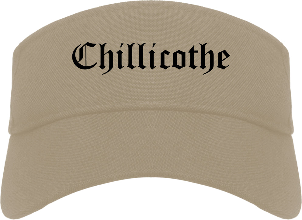 Chillicothe Ohio OH Old English Mens Visor Cap Hat Khaki