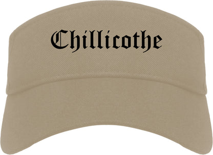 Chillicothe Ohio OH Old English Mens Visor Cap Hat Khaki