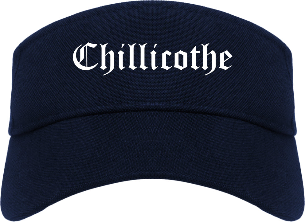 Chillicothe Ohio OH Old English Mens Visor Cap Hat Navy Blue