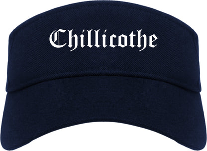 Chillicothe Ohio OH Old English Mens Visor Cap Hat Navy Blue