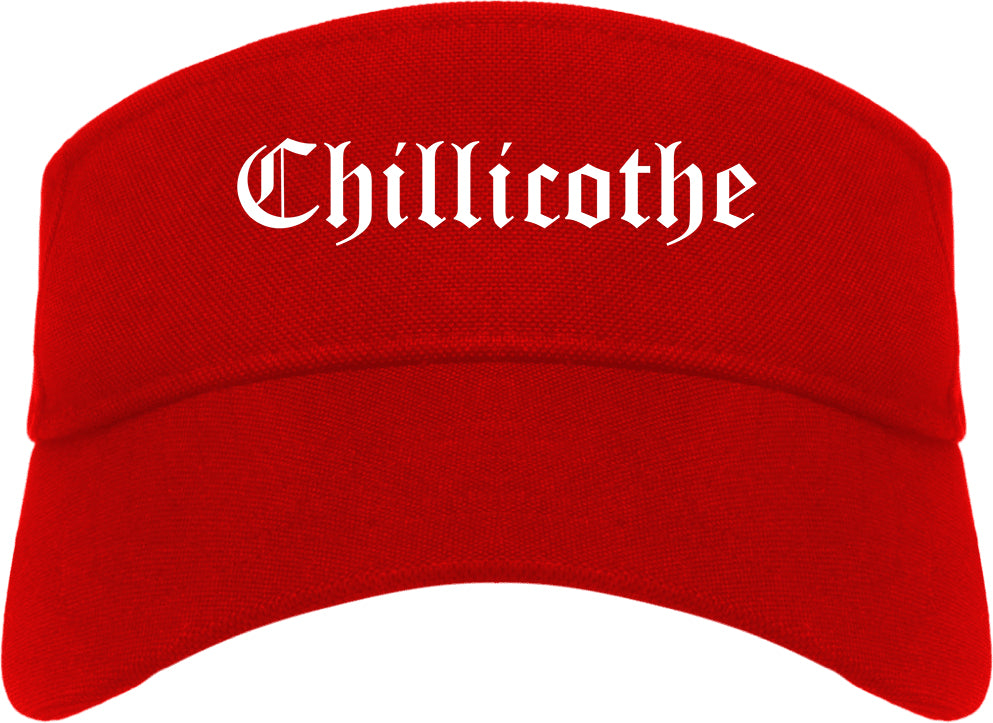 Chillicothe Ohio OH Old English Mens Visor Cap Hat Red
