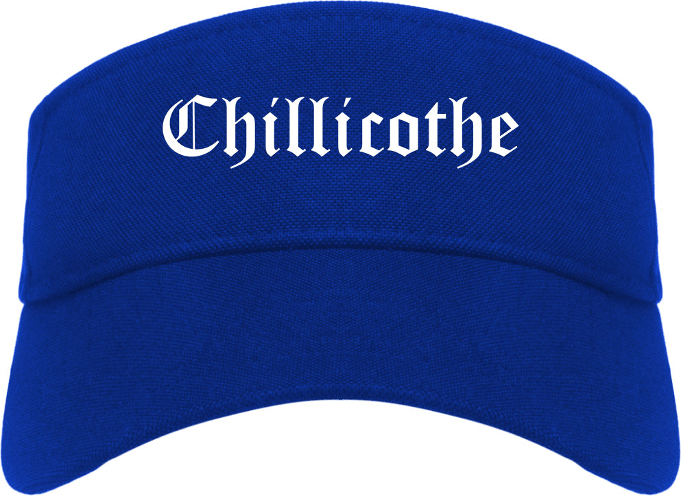 Chillicothe Ohio OH Old English Mens Visor Cap Hat Royal Blue