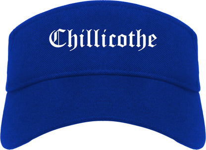 Chillicothe Ohio OH Old English Mens Visor Cap Hat Royal Blue
