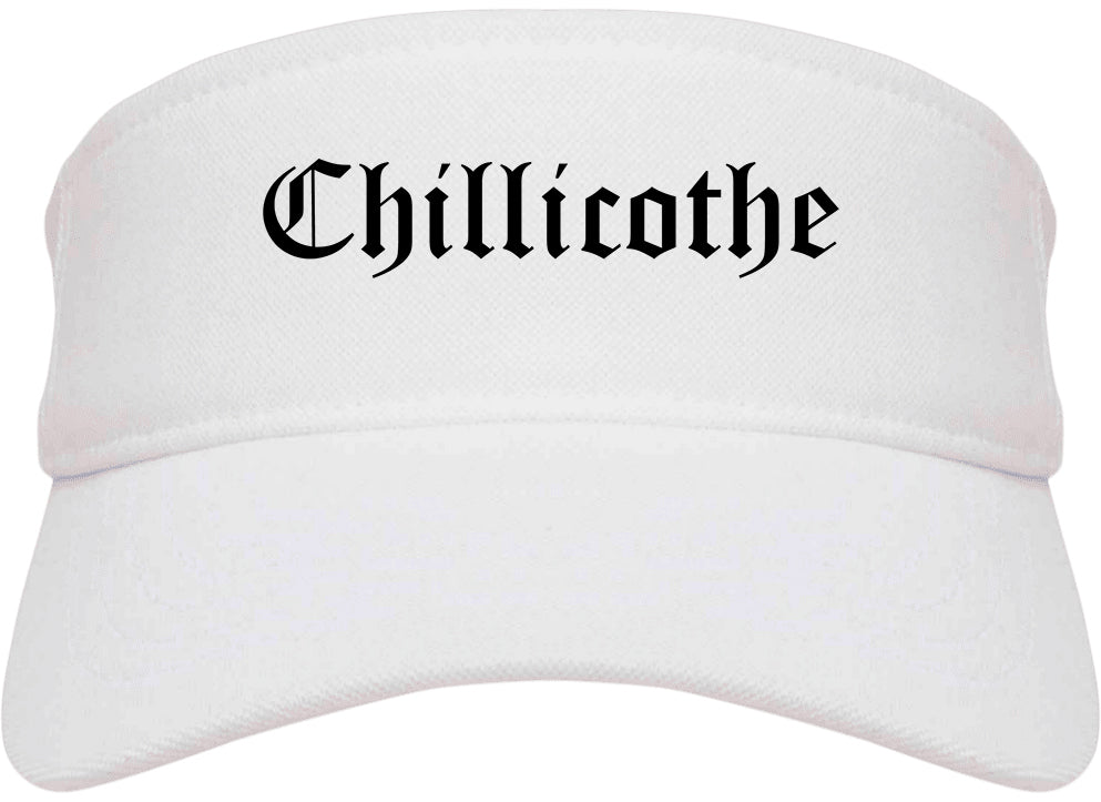 Chillicothe Ohio OH Old English Mens Visor Cap Hat White