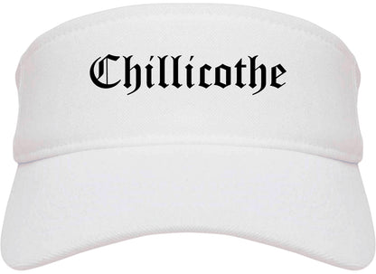 Chillicothe Ohio OH Old English Mens Visor Cap Hat White
