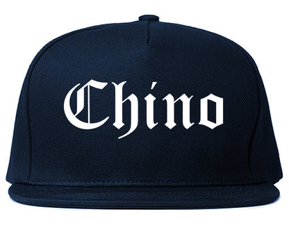Chino California CA Old English Mens Snapback Hat Navy Blue