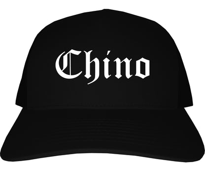 Chino California CA Old English Mens Trucker Hat Cap Black