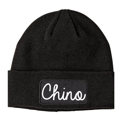 Chino California CA Script Mens Knit Beanie Hat Cap Black