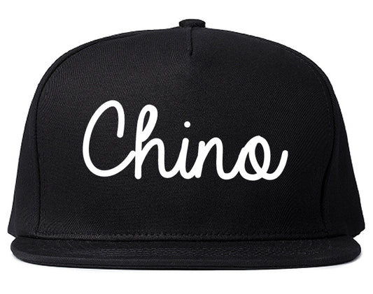 Chino California CA Script Mens Snapback Hat Black