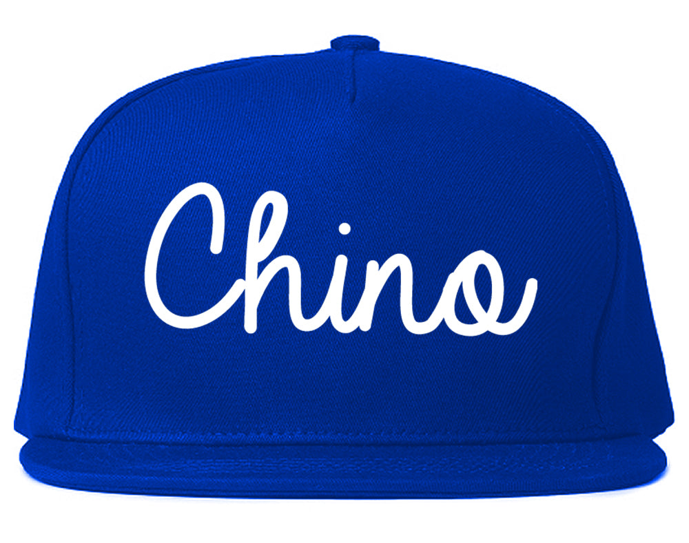 Chino California CA Script Mens Snapback Hat Royal Blue