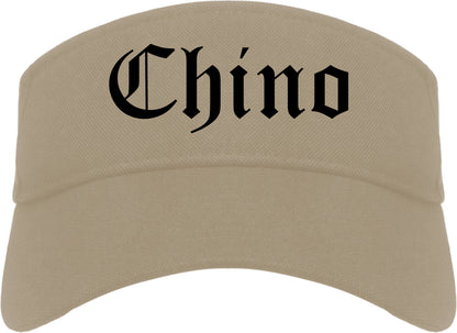 Chino California CA Old English Mens Visor Cap Hat Khaki