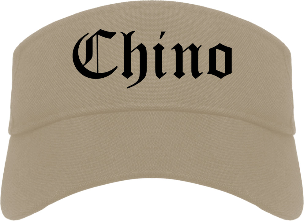 Chino California CA Old English Mens Visor Cap Hat Khaki