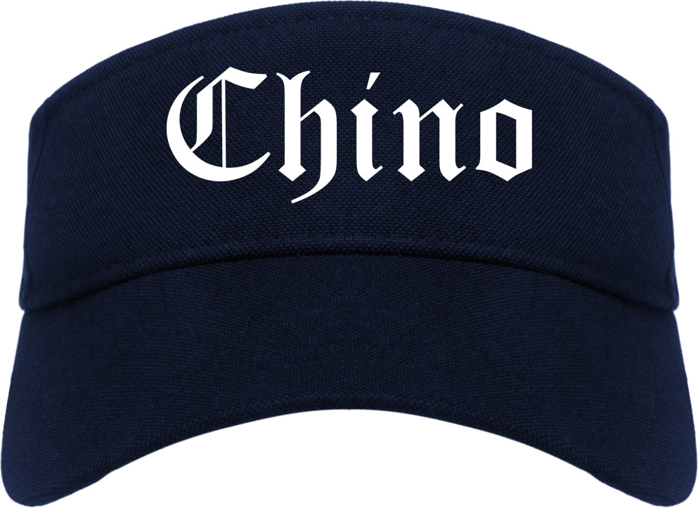 Chino California CA Old English Mens Visor Cap Hat Navy Blue