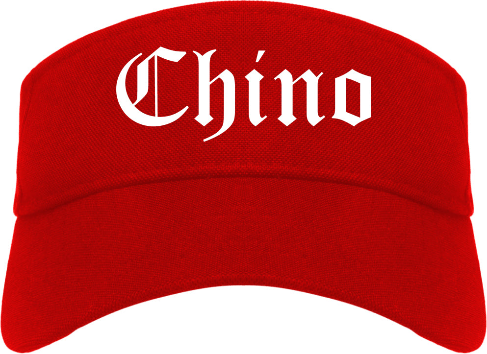Chino California CA Old English Mens Visor Cap Hat Red