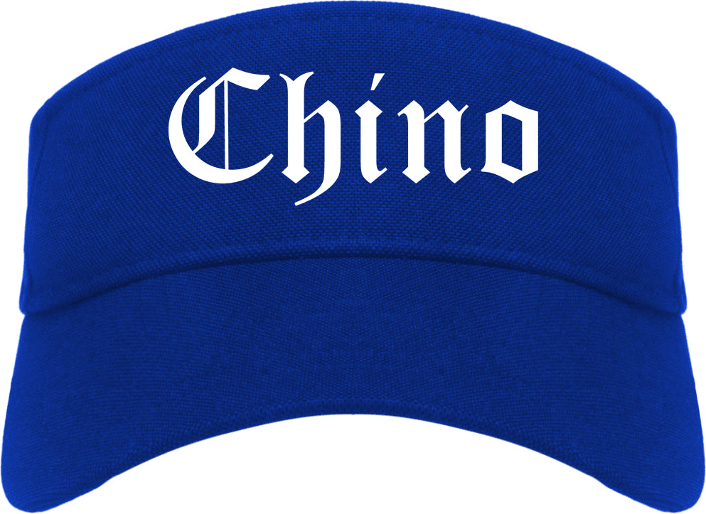 Chino California CA Old English Mens Visor Cap Hat Royal Blue