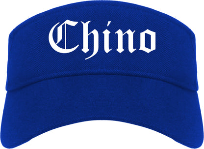 Chino California CA Old English Mens Visor Cap Hat Royal Blue