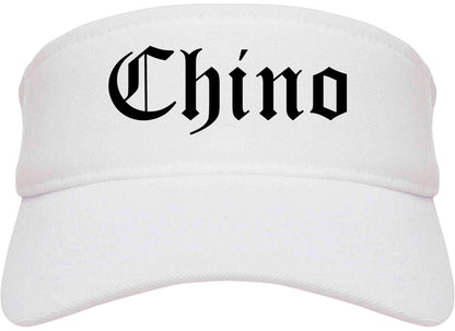 Chino California CA Old English Mens Visor Cap Hat White