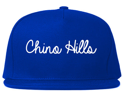 Chino Hills California CA Script Mens Snapback Hat Royal Blue