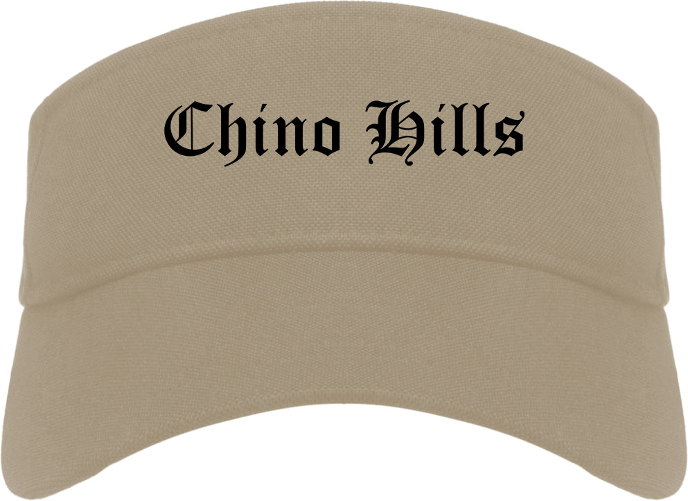 Chino Hills California CA Old English Mens Visor Cap Hat Khaki