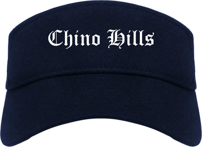 Chino Hills California CA Old English Mens Visor Cap Hat Navy Blue