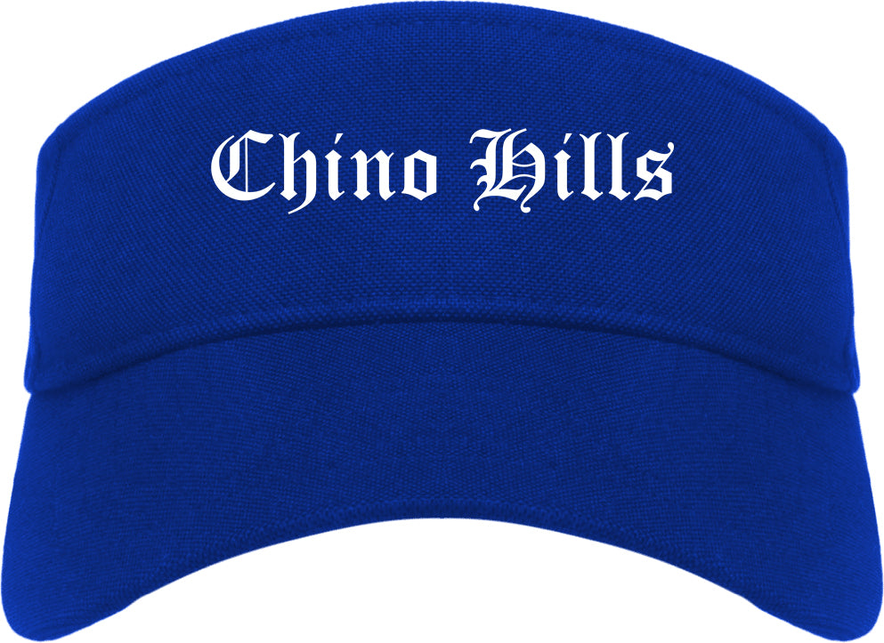 Chino Hills California CA Old English Mens Visor Cap Hat Royal Blue