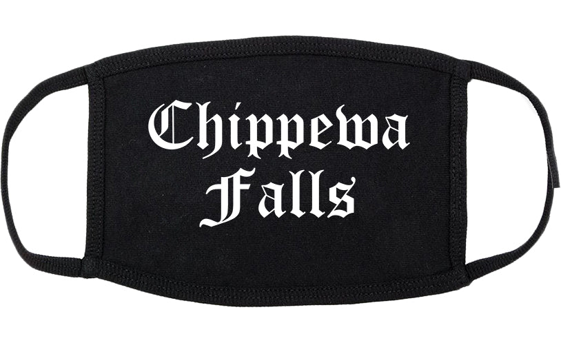 Chippewa Falls Wisconsin WI Old English Cotton Face Mask Black