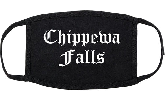Chippewa Falls Wisconsin WI Old English Cotton Face Mask Black