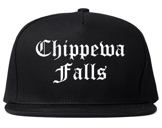 Chippewa Falls Wisconsin WI Old English Mens Snapback Hat Black