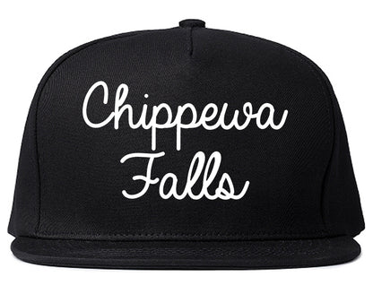 Chippewa Falls Wisconsin WI Script Mens Snapback Hat Black