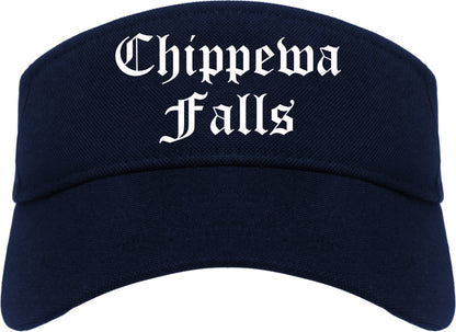 Chippewa Falls Wisconsin WI Old English Mens Visor Cap Hat Navy Blue