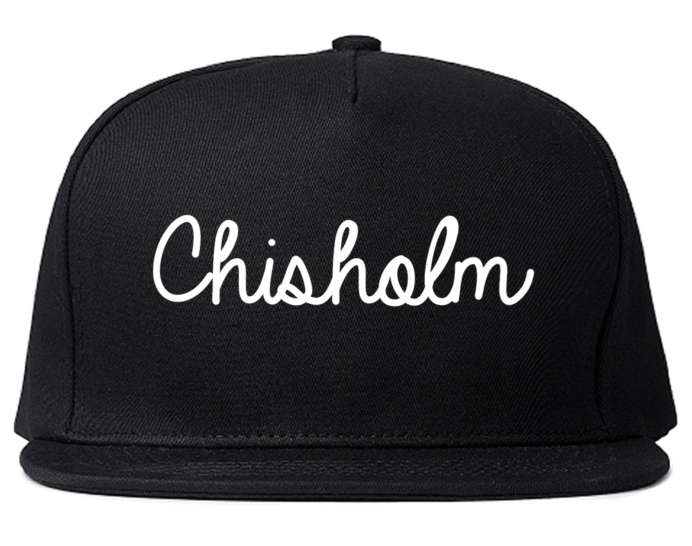Chisholm Minnesota MN Script Mens Snapback Hat Black