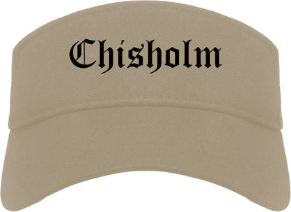 Chisholm Minnesota MN Old English Mens Visor Cap Hat Khaki