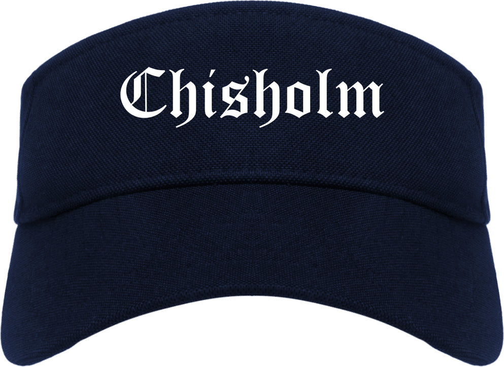 Chisholm Minnesota MN Old English Mens Visor Cap Hat Navy Blue