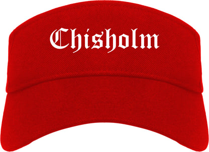Chisholm Minnesota MN Old English Mens Visor Cap Hat Red