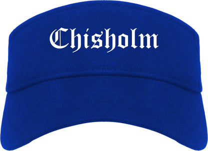 Chisholm Minnesota MN Old English Mens Visor Cap Hat Royal Blue