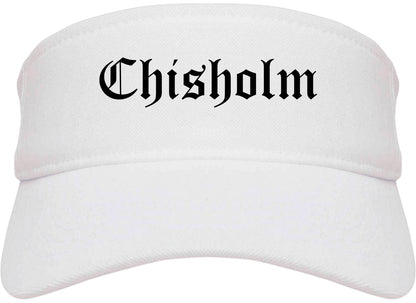 Chisholm Minnesota MN Old English Mens Visor Cap Hat White