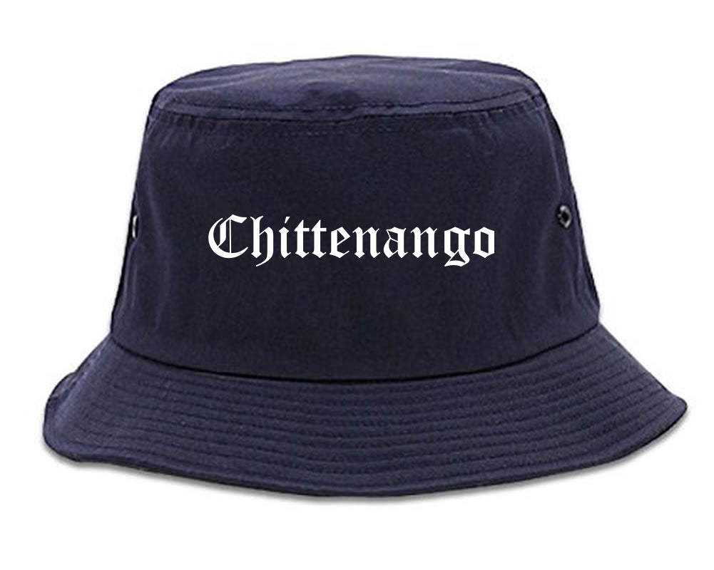 Chittenango New York NY Old English Mens Bucket Hat Navy Blue