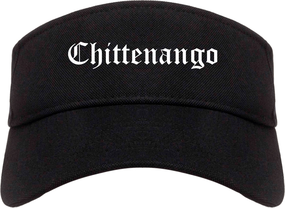 Chittenango New York NY Old English Mens Visor Cap Hat Black