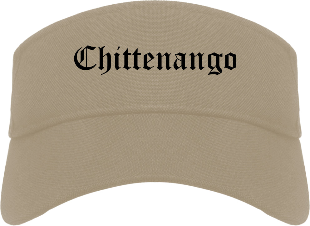 Chittenango New York NY Old English Mens Visor Cap Hat Khaki