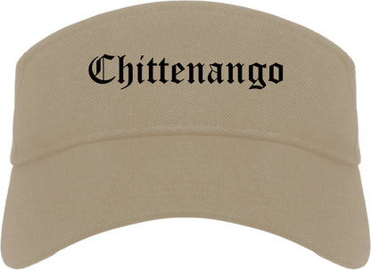 Chittenango New York NY Old English Mens Visor Cap Hat Khaki