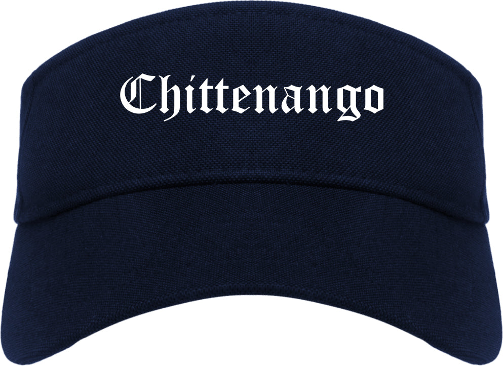 Chittenango New York NY Old English Mens Visor Cap Hat Navy Blue